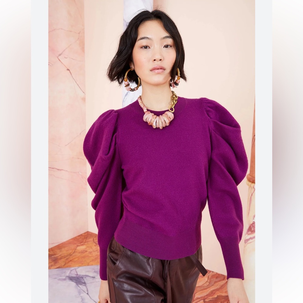 Ulla Johnson Purple Puff-Sleeve Sweater